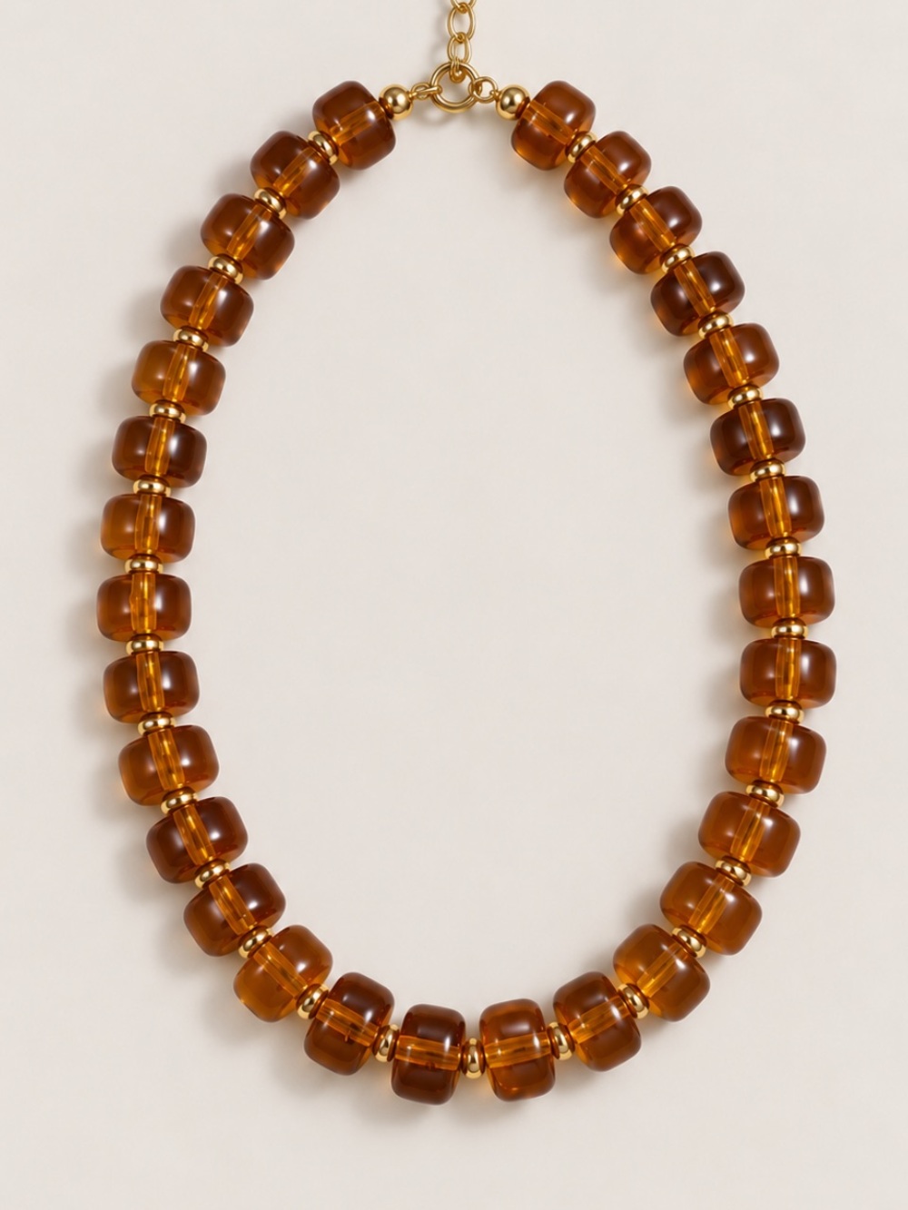 New! Amber Brown Lucite Beaded Necklace NWOT 5013